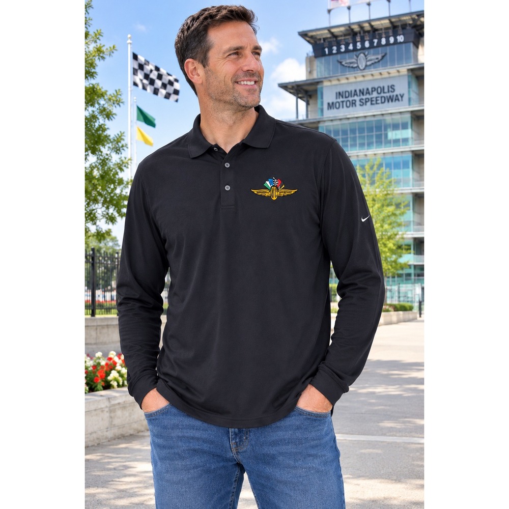 Nike Golf Indianapolis Motor Speedway Dri-FIT Long Sleeve Polo Shirt Black XL